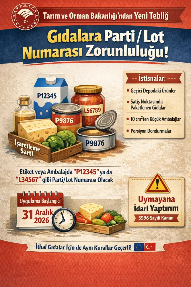Tarım ve Orman Bakanlığı'ndan Gıdalar İçin Yeni Tebliğ: Parti İşaretleme Zorunluluğu Getirildi
